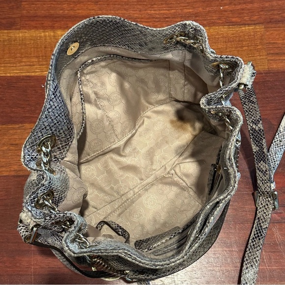 Michael Kors Jet Set Chain Snakeskin Gather Shoulder Tote - Picture 6 of 10